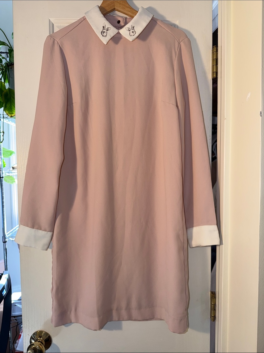 Victoria Beckham for Target Pale Pink Long-Sleeve Dress with White Collar